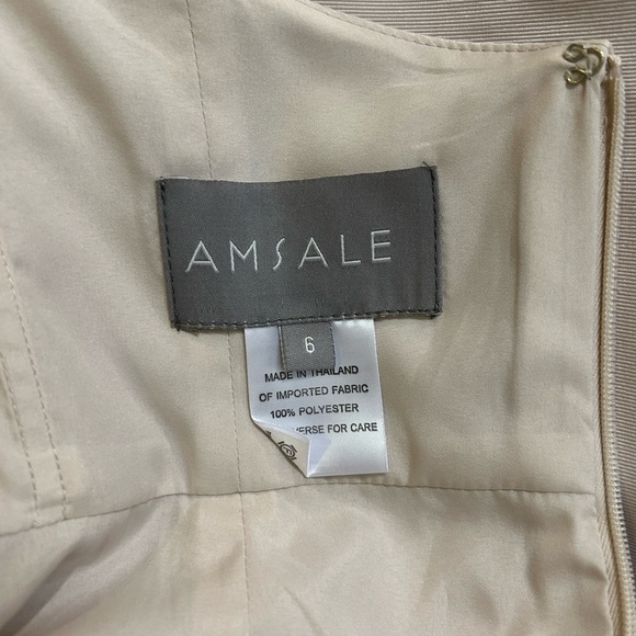 Amsale Austin Dress in Champagne, size 6.  NWT.  Thread loose (see photos). - Picture 2 of 9